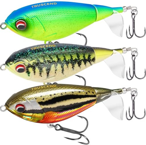 TRUSCEND Angelköder für Barsch, Forelle, Doppelt Schwimmend, Rotierender Schwanz, Topwater Whopper, Swimbaits, Süßwasser, Salzwasser, Angeln, Plopper Köder-Set, Lebensechte