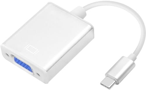 USB-C Type C 3.1 to VGA Cable USB Type-C To VGA adapter/converter Compatible with MacBook Pro 13/15, MacBook Air 2018, Windows, Laptops, Acer, Chromebook and HD. (White)