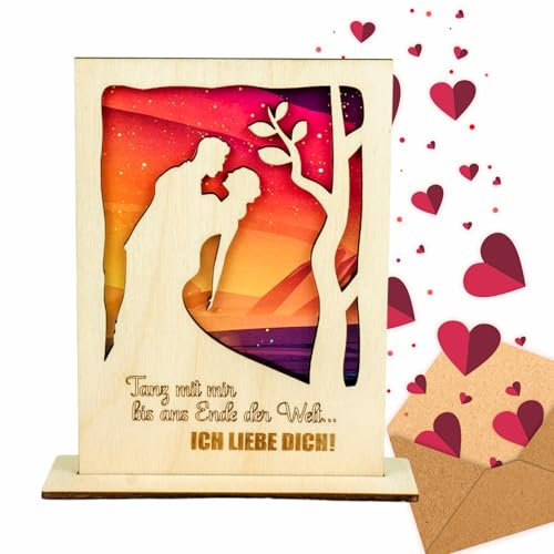 Valentinstag Liebesgrußkarten aus Holz | Drücken Sie Ihre herzliche Zuneigung aus | Für ihn/sie | Familie | Freunde l Ich Liebe Dich (Ich Liebe Dich 4)