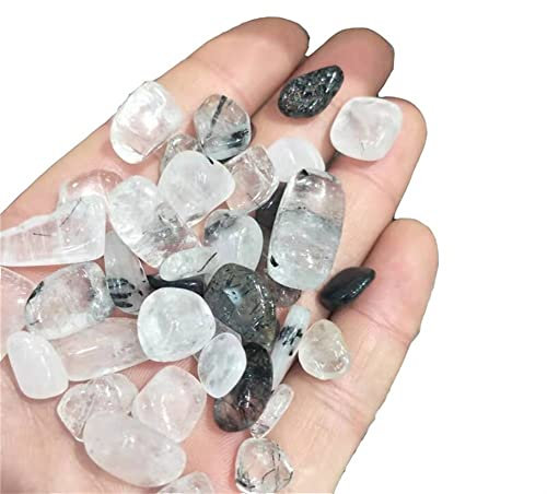 FITTG Natürlicher Kristall Natürliche polierte Edelsteinkristalle schwarzer Turmalin-Chip-Kies-Trommelstein 9 mm-12 mm for die, geeignet for Zuhause