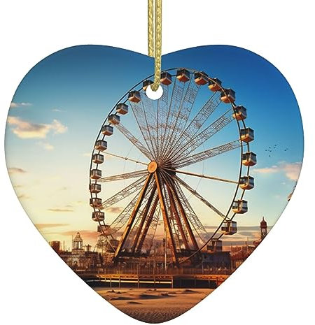 Riesenrad Gedruckt Herz Keramik Ornamente Personalisierte Weihnachtsschmuck 2024 Büro Weihnachtsdekoration für Baum