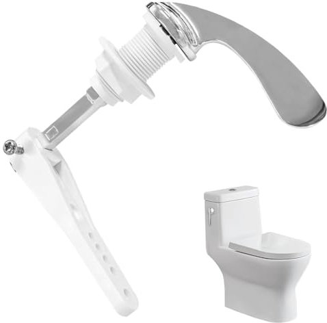 XAVSWRDE Toilet Flush Handle Replacement - Zinc Alloy Metal Toilet Handle Chrome Plated - Universal Victorian Style Flush Lever Kit for WC Cistern Tank
