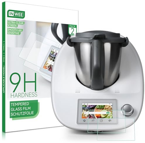 Inwee Schutzfolie Kompatibel mit Vorwerk Thermomix TM5, Hartglas Glas 9H Panzerfolie, Displayschutz für Thermomix Zubehör, Langlebig Kratzfest [2 Stück]