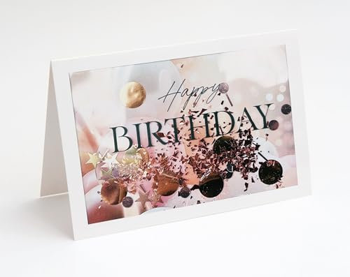 Schüttelkarte Happy Birthday A6 Geburtstagskarte mit Glitter und Konfetti