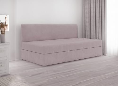 Generisch Boxspringbett Brandon Bett mit Stauraum Kinderbett Bonell H3 Schlafzimmer Bett mit Matratze Boxspringbett mit Bettkasten Sofa Schlafsofa (Rosa - Fresh 09, 80x200)