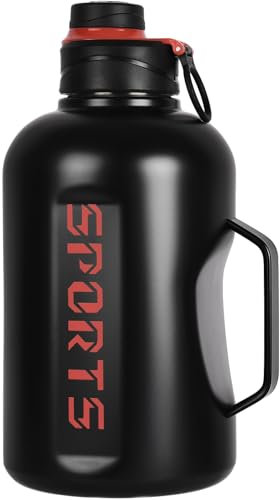 WENLIM 1.5 litri Borraccia Termica in Acciaio Inox con Cannuccia grande Bottiglia Termica in Acciaio Inossidabile Borracce Termiche per Caffè, Tè (Nero)