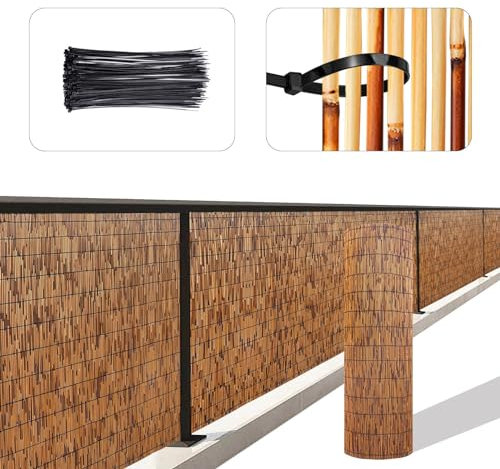 Schilfrohrzaun Natürlicher Bambuszaun Balkon Sichtschutz Mit 100 Reißverschlüssen Dekorative Zäune 90 100 110 120 130 140cm Hoch Für Garten Pool Hinterhof Patio (Size : 100x300cm)