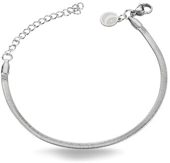 inSCINTILLE Bracciale Uomo Donna Acciaio Inossidabile a Maglia di Serpente, Bracciale Unisex Piatto Snake Lunghezza Regolabile 16-21 cm, Confezione Regalo Inclusa