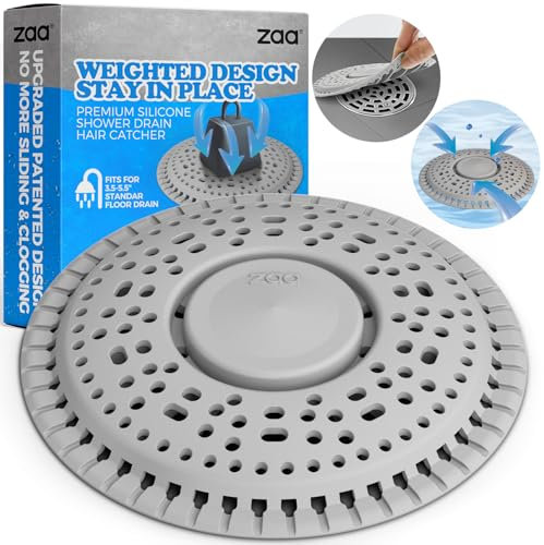 zaa Shower Drain Hair Catcher, Premium Silicone Drain Protector & Shower Drain Cover for Regular Drains of Shower Room, Bathroom, Gray