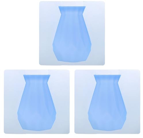 PATIKIL Magische Silikonvase, 3 Stück abnehmbare Silikon-Klebevase Dekorative wandmontierte Blumenvasen für Zuhause Partydekoration, Blau