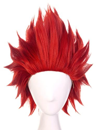YEESHEDO Anime Perücke Rot Perücke Damen Unisex Cosplay Wig Kurz Synthetische Perücke Frauen Herren Perücken für Halloween Karneval Kostüm Themen Party Fasching (Kirishima Eijiro)