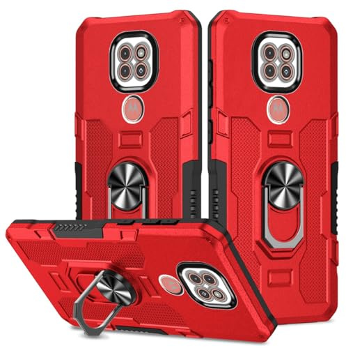 Sidande Handyhülle Für Moto G9 Play/Moto E7 Plus/Moto G9 XT2083 Hülle, Robuste Ständerhalterung mit eingebautem Magnet-Autohalterung Stoßfeste Kamera Schutzhülle für Motorola Moto G9 Play Rot