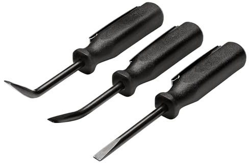 Draper 29729 - Juego de 3 palancas de bolsillo, 125 mm, color negro, rectas, 27° y 55°, cuchillas CRV, mango de plástico con clip de bolsillo