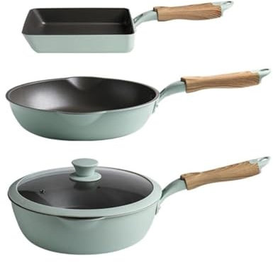 MCLIUJIA Kochgeschirr-Set 3-teiliges Kochgeschirr-Set Für Gasherd, Induktionsherd, Küche, Antihaft-Bratpfanne, Wok, Kochtopf Topfset Pfannenset(L)