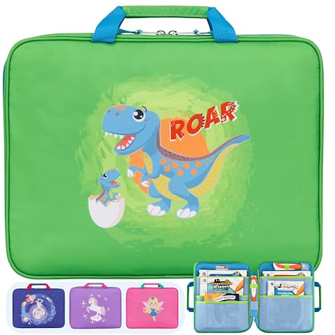 wonneklein TipToi Tasche – Aufbewahrung & Organizer für Bücher, Stift & Zubehör – robuste Transporttasche mit Dino Motiv – kompatibel mit TipToi – Platz für bis zu 8 Bücher