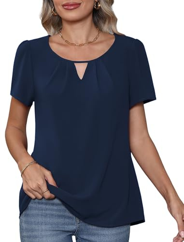 YGJIEGENG Womens Tops Short Sleeve Summer Womens Blouses Chiffon T Shirts