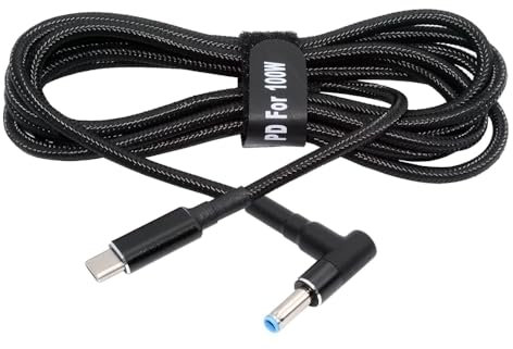 Cable de carga USB-C de 100 W y 20 V de entrada a CC de 4,5 x 3,0 mm con PD y salida de 65 W, compatible con QC PD tipo C compatible con portátiles HP