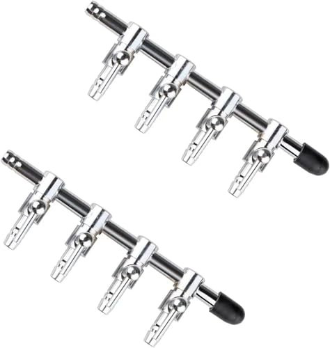 2 Stück Silber 4-Wege-Luftstrom-Kontrollhebelventil mit Airline-Schlauchanschluss für Aquarium, Luftpumpenzubehör