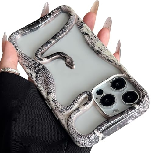 QoKcoahn Snake Phone Case for iPhone 11, Luxury 3D Snake Protective Case Electroplating Cable Soft TPU Heat Dissipation Protective Case Snake Skin Grey