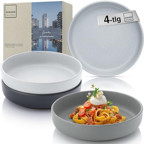 Sänger Leeds | Pastaschalen 4 teilig, 4x Nudel Schalen aus Steingut, Schüssel Set spülmaschinenfest mikrowellenfest kratzfest, große Schüssel multifunktional bunt 850 ml | VALUE COLLECTION
