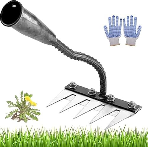 Rateau De DéSherbage,Outil De Desherbage,RâTeau De Jardin Desherbage,Iron Rake 2.0,5/6/7/8 Teeth Carbon Steel Garden Weeding for Gardening(5 Teeth)