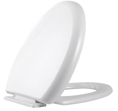 Soft Close Toilet Seat with Quick Release for Easy Cleaning Toilet Seats, Easy Top Fixing with Adjustable Hinges, Standard Oval Toilet Seat Oval Shape White