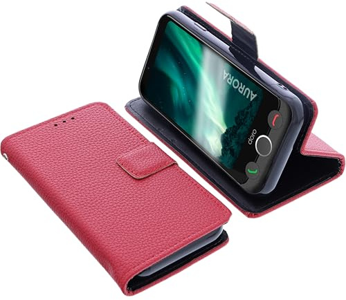 foto-kontor Tasche kompatibel mit Doro Aurora A10 / A11 Schutzhülle rot Book Style Case Handy Schutz Hülle Buch Wallet Handyhülle Cover Klapphülle Ständer Handytasche