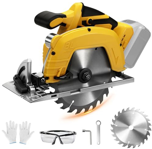 Roadtime 7 Inch Cordless Circular Saw for DeWalt 20 V Battery (without Batteries), Professional Mini Handheld Circular Saw with 1 x 180 x 60 Wood Saw Blades, Ideal for Wood, Soft Metal, Plastic, Tiles