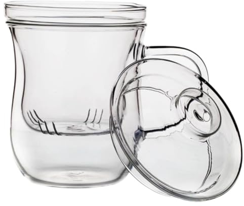 POPETPOP Tazza da Tè in Vetro con Filtro Integrato e Resistente e Freddo per Ufficio e Casa per Infusi e Tisane Design Compatto e