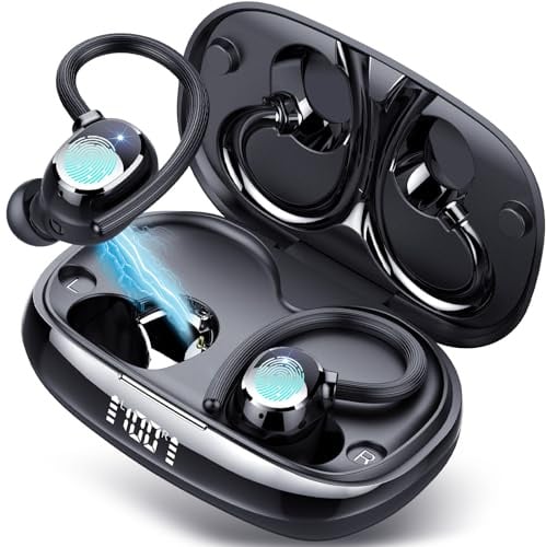 Tukio 2026 Neue Bluetooth 5.4 Kopfhörer Sport, Kopfhörer Kabellos Sport In Ear Headphones mit 4 ENC Mic, 80 Std Kabellose Kopfhörer Tiefer Bass, Noise Cancelling Earbuds mit LED-Anzeige, Schwarz