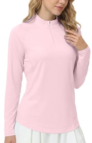 WISMBOX Women's 1/4 Zip Long Sleeve Shirt, UPF 50+ for Running and Hiking | Lightweight Breathable Fabric, Quick Dry Moisture-Wicking Design, Four-Way Stretch, Stand Collar for Outdoor Comfort