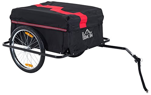 Aosom Bicycle Cargo Trailer, Two-Wheel Bike Luggage Wagon Trailer with Removable Cover, Fits 22-28 Bicycle Wheels, Red