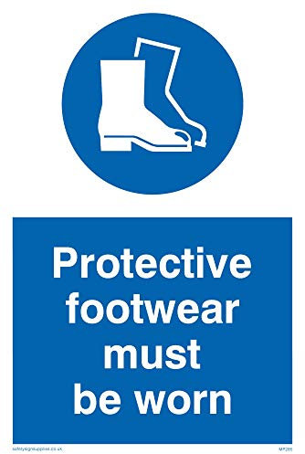 Viking Signs MP285-A6P-V Protective Footwear Must Be Worn Sign, Vinyl, 150 mm H x 100 mm W