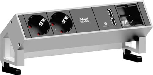 Bachmann Steckdosenleiste Schutzkontakt Desk, 902228, Schwarz, Weiß