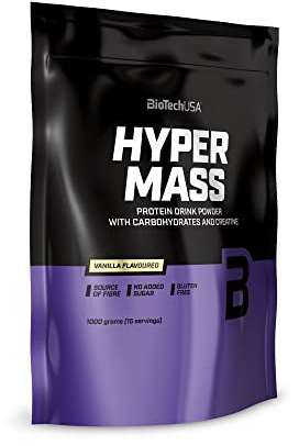 BioTechUSA Hyper Mass | Prise de masse avec mélange de glucides et de protéines | Créatine micronisée | Sans gluten, 1 kg, Vanille