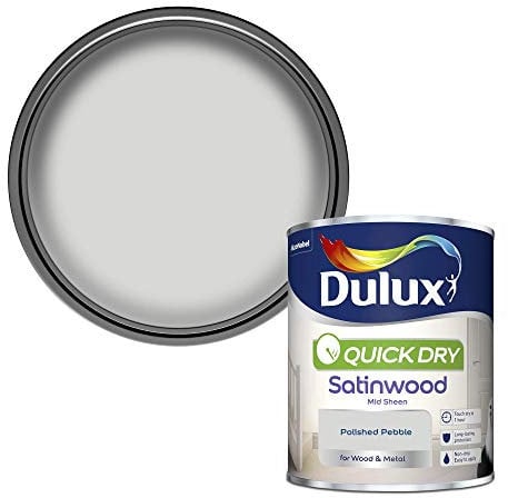 Dulux 5211306 Quick Dry Satinwood Paint For Wood And Metal - Polished Pebble 750Ml