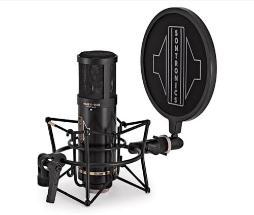 SONTRONICS STC-3X Professional 3-Pattern LDC XLR Studio Condenser Microphone. Broadcast, Podcast & Recording Vocals. Shock Mount, Pop Shield & Cable. Lifetime Mic Warranty - Designed in UK – Black