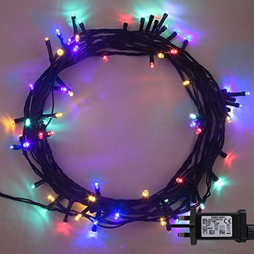 ANSIO Multi Colour 200 LED 20m Indoor/Outdoor Christmas Tree Lights, Fairy String Lights - 65 ft Lit Length, 3m Lead Wire, Mains Powered Green Cable