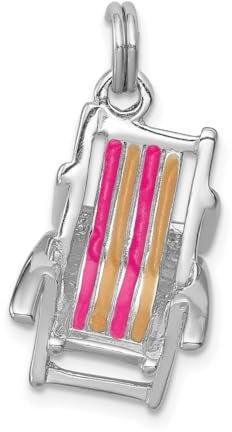 Strandkorb aus 925er-Sterlingsilber, massiv, polierter Emaille, mit Federring-Anhänger, Maße: 25 x 12 mm breit, Schmuck für Damen, One Size, Metall Silber Emaille Aus Metall Silberfarben, Kein