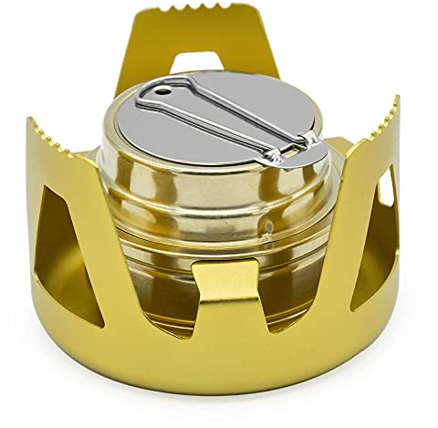 Famgee Outdoor Mini Portable Alcohol Stove Burner for Backpacking Hiking Camping Survival (Gold)