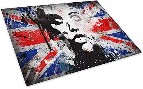 Union Jack Graffiti Glass Chopping Board Kitchen Worktop Saver Protector