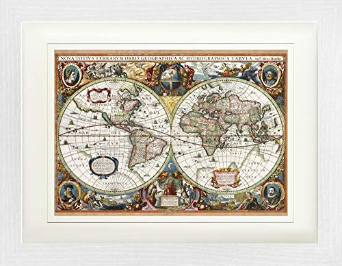 1art1 Historische Landkarten Poster Weltkarte, Nova Totius Terrarum, 1630 Gerahmtes Bild Mit Edlem Passepartout | Wand-Bilder | Im Bilderrahmen 40x30 cm