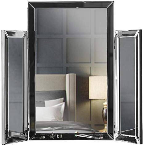 ice cream what's your flavour? Paloma Grey Desktop Tri-Fold Mirror Vanity Bevelled Design Perfect For Makeup Dressing Table Bedroom