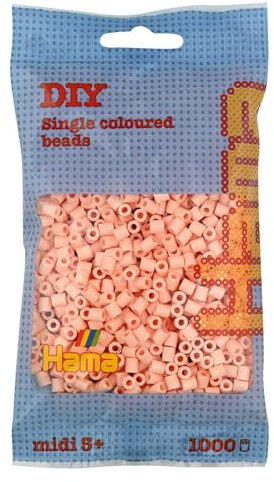 Hama Perlen 207-78 Bügelperlen Beutel mit ca. 1.000 Midi Bastelperlen mit Durchmesser 5 mm in heller Pfirsich, kreativer Bastelspaß für Groß und Klein