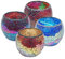 Set 4 Grands Photophores Multicolores en Verre craquelé, Diamètre 12,5 cm