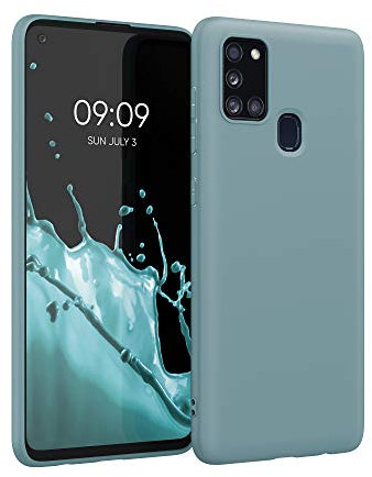 kwmobile Hülle kompatibel mit Samsung Galaxy A21s Hülle - weiches TPU Silikon Case - Cover geeignet für kabelloses Laden - Arctic Night