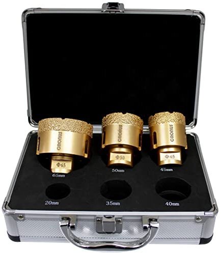 Premium Diamantbohrer CRONUS M14 10mm-65mm Bohrkrone Fliesenbohrer trocken (Set Etui - 6Stk)