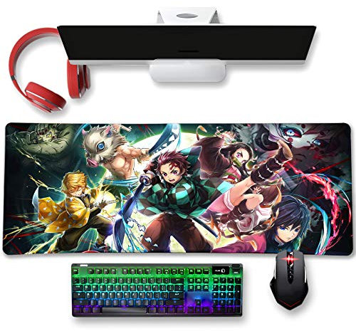 MHIWU Grand Tapis de Souris pour Demon Slayer – Base en Caoutchouc antidérapant pour Ordinateur | Kimetsu No Yaiba 30 x 80 cm, Long Tapis de Souris pour la Maison et Le Bureau