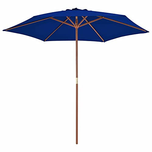 Tidyard Ombrellone da Esterni con Palo in Legno,Ombrellone da Spiaggia,Resistente ai raggi UV,Per Giardino Esterno Balcone,270 x 244 cm,Colore telo Blu