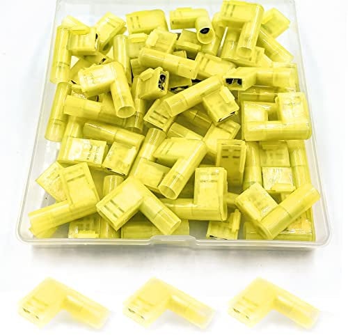 90 Grad gelb 4-6 mm² Steckbreite 6,3mm Vollisolierte Steckverbinder Flachsteckhülsen weiblich 16-14 AWG kabelschuhe winkel flachstecker gewinkelt kabelschuh winkelflachsteckhülsen Lewttyer(40PCS)